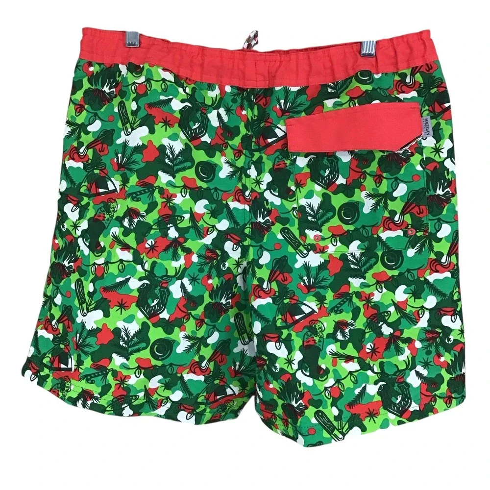 Magellan Outdoors‎ Mens Fish Gear Swim Trunks Shorts Size S Green Camo Christmas